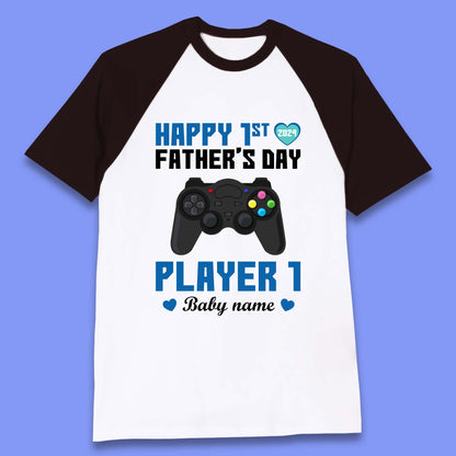 Personalised Happy First Father's Day Baseball T-Shirt