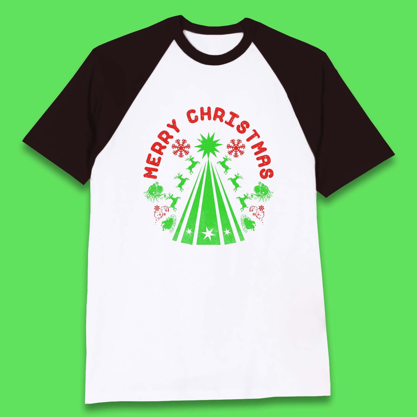 merry christmas reindeers baseball t shirt