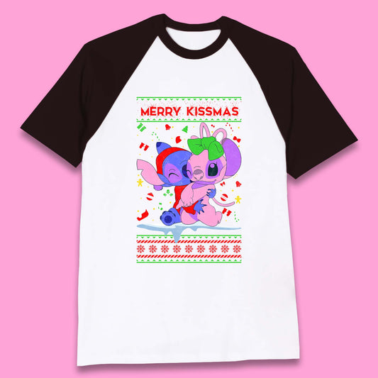 merry kissmas disney stitch and angel baseball t shirt