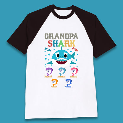 Personalised Grandpa Shark Baseball T-Shirt