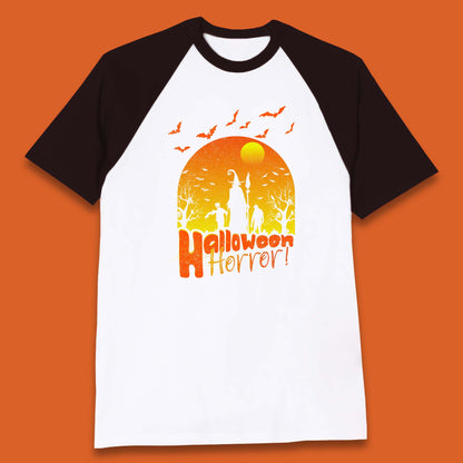 Halloween Horror Halloween Night Witch With Zombies Horror Scary Baseball T Shirt