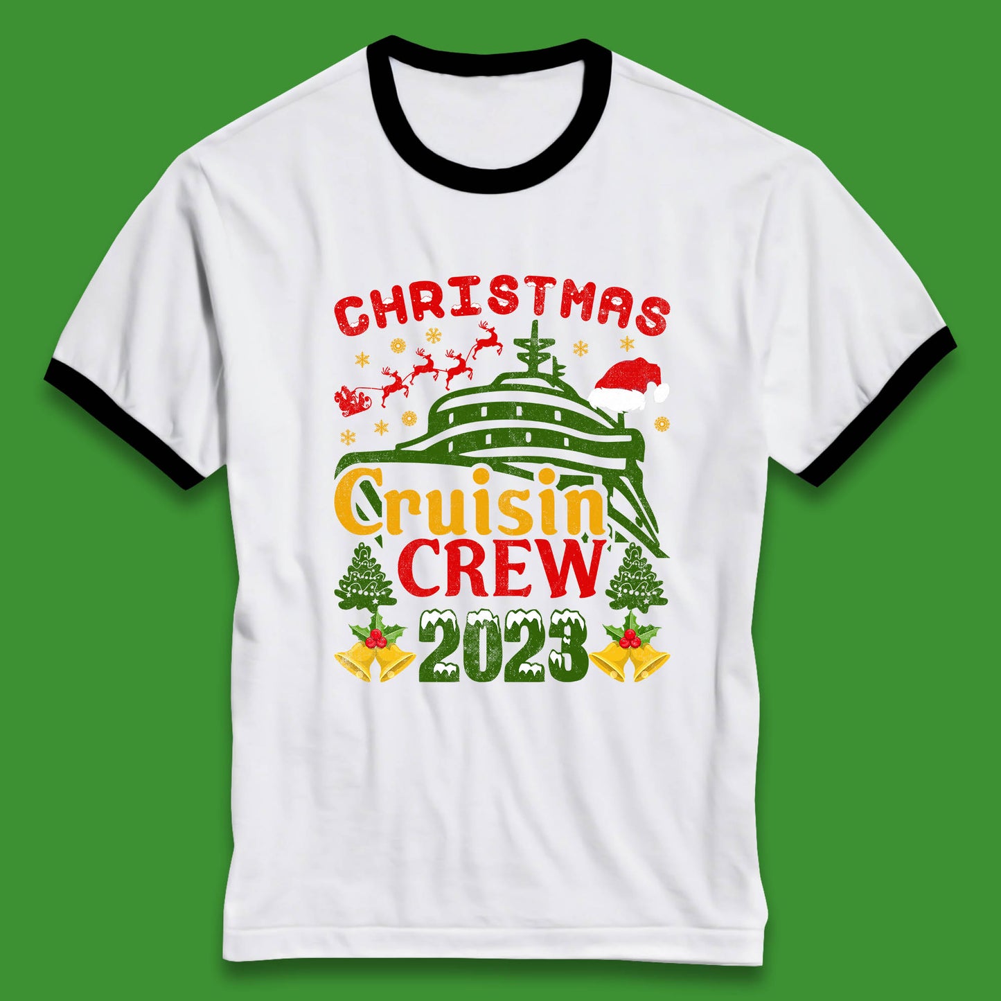 Christmas Cruisin Crew 2023 Xmas Cruise Vacation Cruising Squad Ringer T Shirt