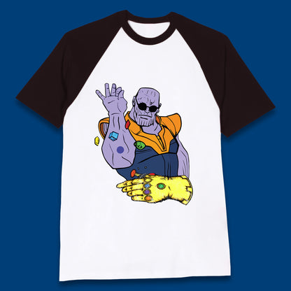 Thanos Infinity Stones Bae Avengers Infinity War Salt Bae Thanos Spoof Marvel Comics Infinity Gauntlet Baseball T Shirt