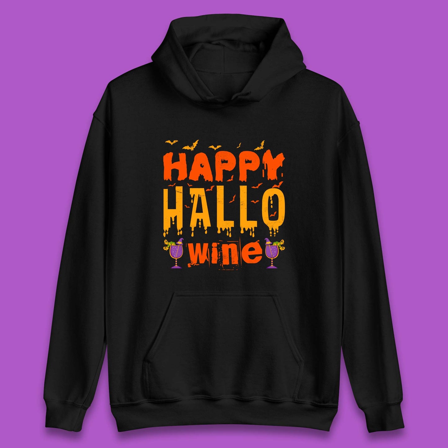 Happy Hallowine Funny Halloween Wine Drinking Party Wine Lover Unisex Hoodie