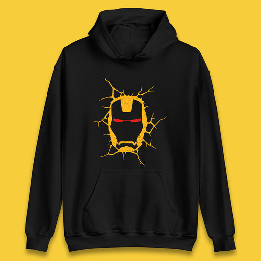 Marvel Avengers Iron Man Face Cracked Wall Art Superhero Comic Book Character Iron-man Marvel Comics Unisex Hoodie