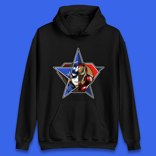 Captain America Logo With Iron Man Marvel Avengers Superheros Movie Character Unisex Hoodie