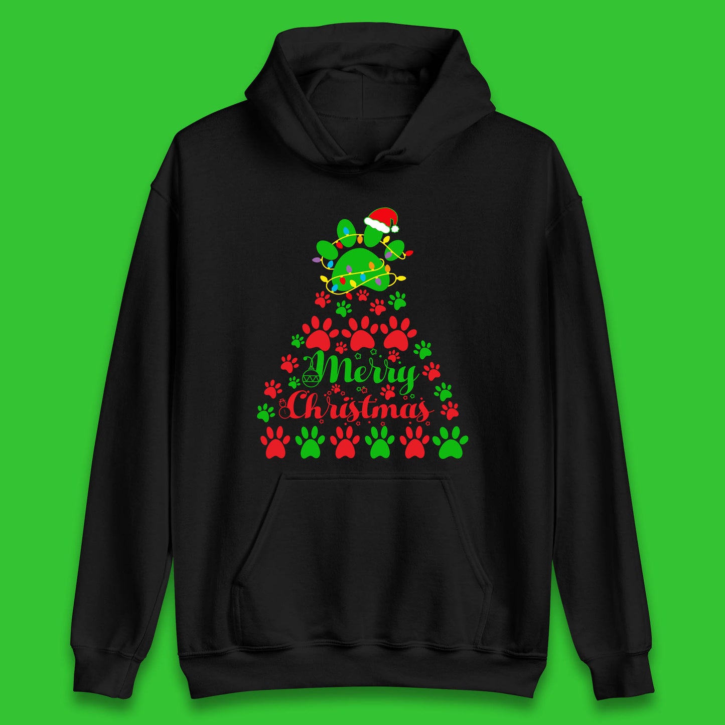 merry christmas paws tree hoodie