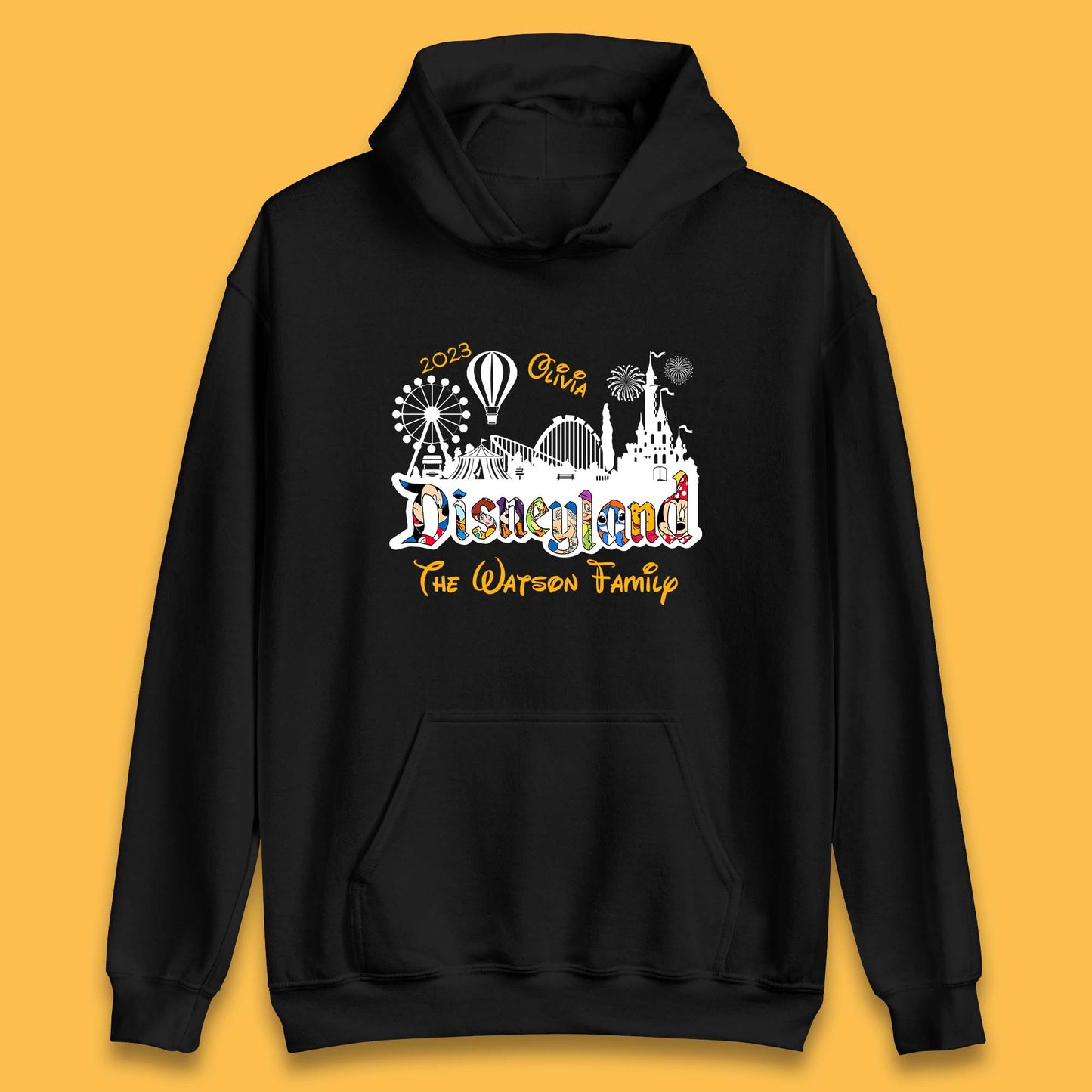 Personalised Disneyland Family Vacation Your Name Disneyland Castle Disneyworld Trip Unisex Hoodie