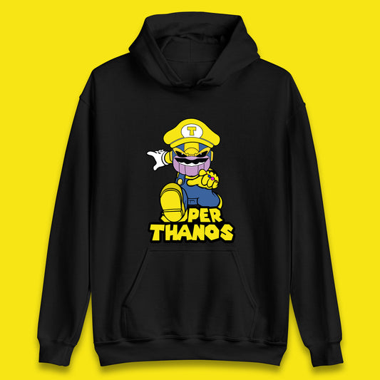 Super Thanos Marvel Infinity Gauntlet Super Mario Spoof Marvel Nintendo Game Series Wario Thanos Fictional Character Unisex Hoodie