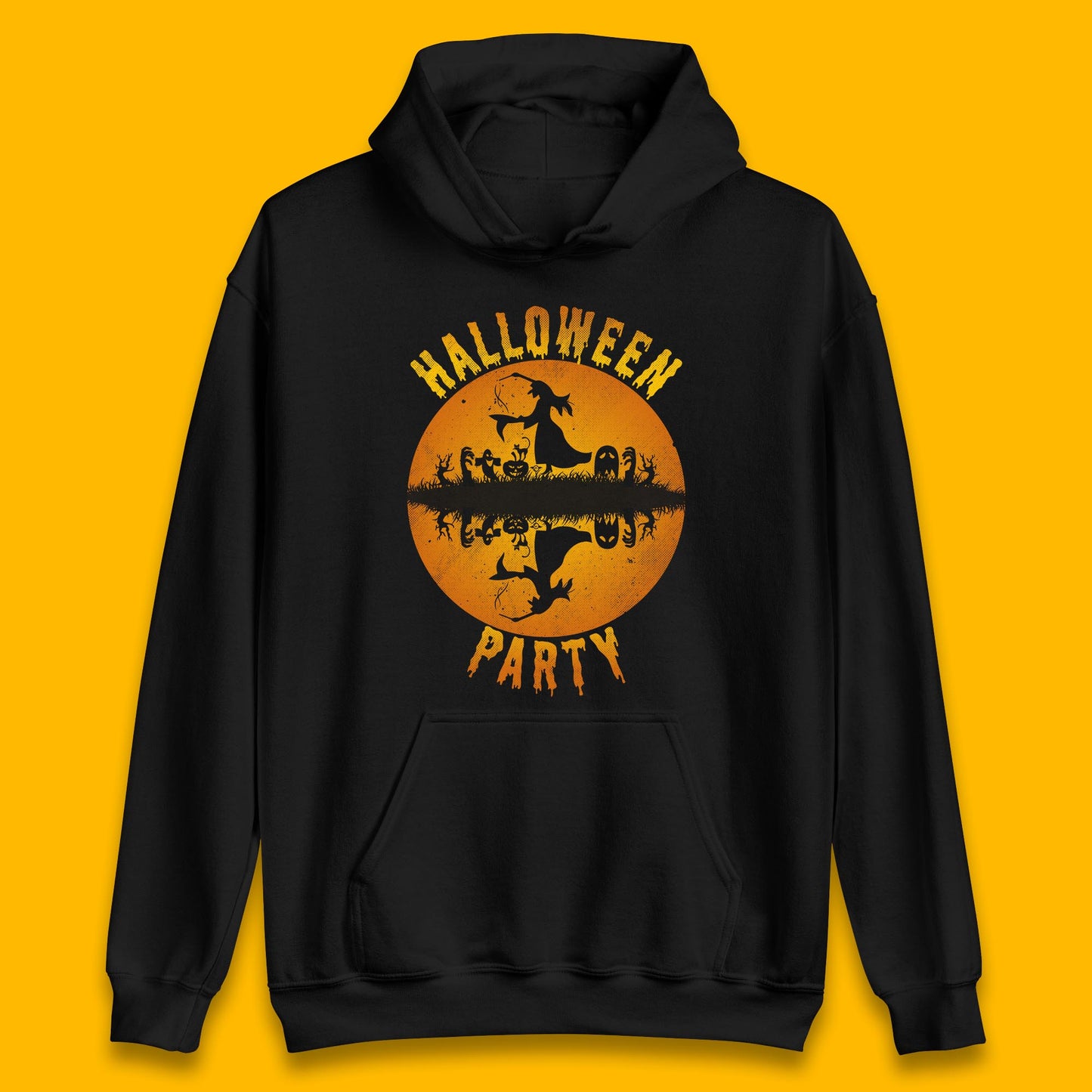 Halloween Party Flying Witch Horror Scary Spooky Season Scary Boo With Full Moon Unisex Hoodie