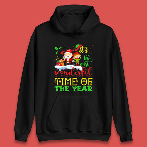 It's The Most Wonderful Time Of Year Christmas Santa Claus Reindeer Elf Xmas Season  Unisex Hoodie