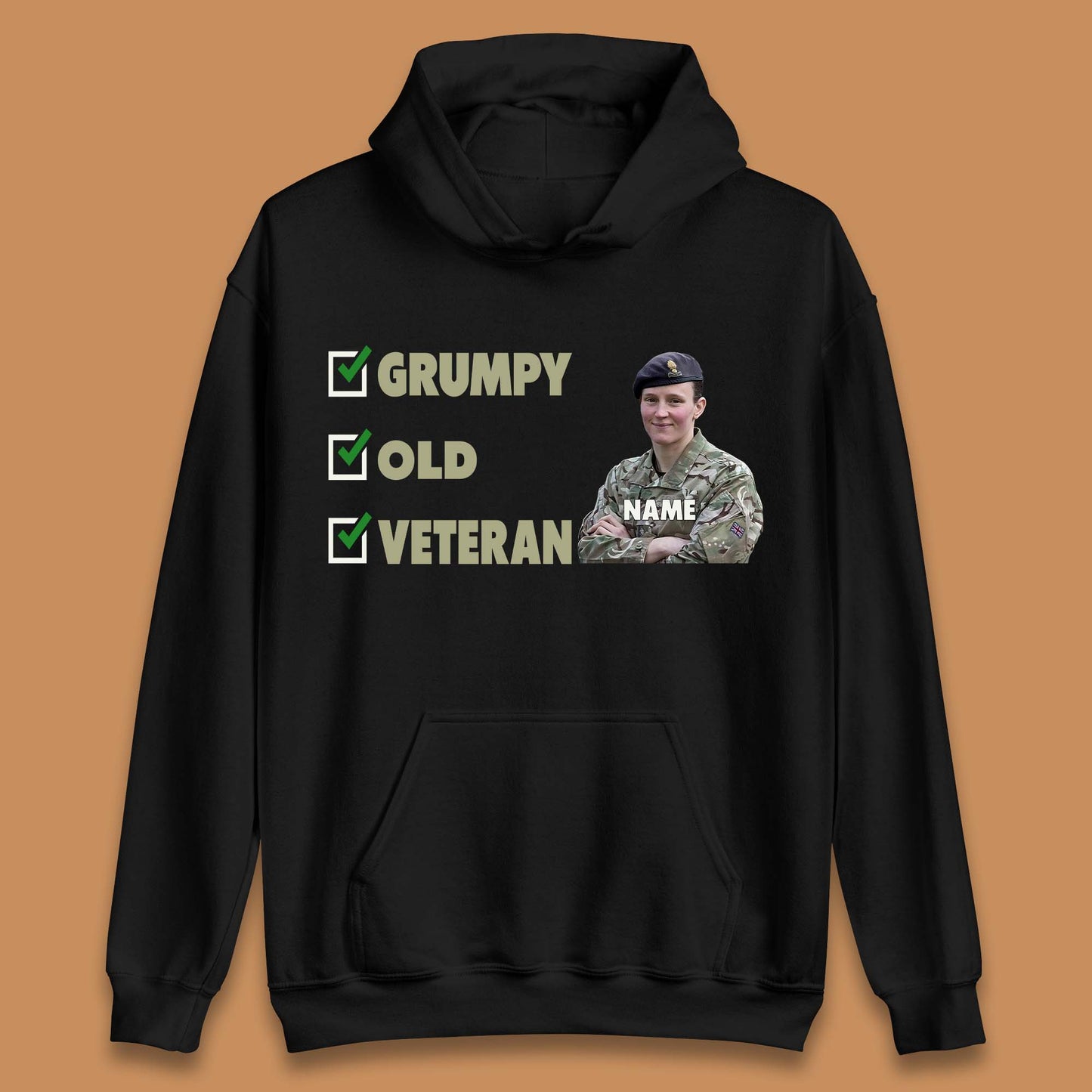 Personalised Grumpy Old Veteran Unisex Hoodie