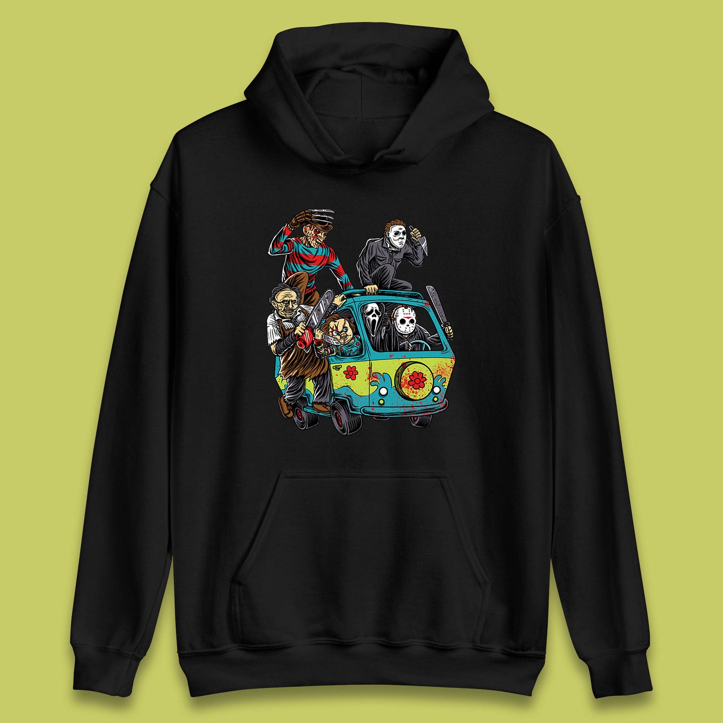 Halloween Scooby Doo Friends Van Horror Movie Villians Characters Mystery Machine Unisex Hoodie