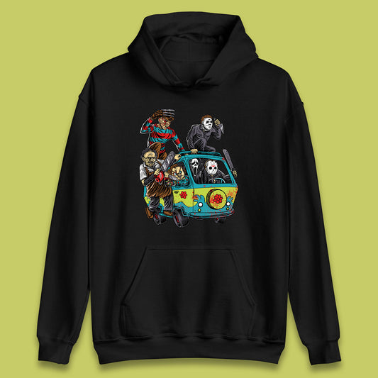 Halloween Scooby Doo Friends Van Horror Movie Villians Characters Mystery Machine Unisex Hoodie