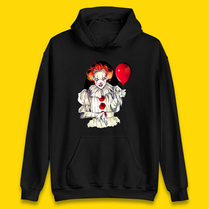 IT Pennywise Clown Holding Balloon Halloween Evil Pennywise Clown Costume Horror Movie Serial Killer Unisex Hoodie