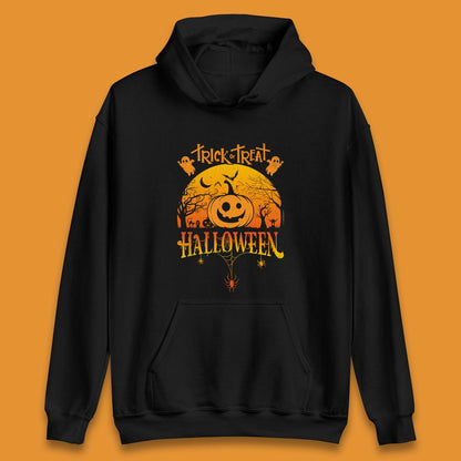 Trick Or Treat Halloween Pumpkin Haunted Trees Scary Spooky Season Unisex Hoodie