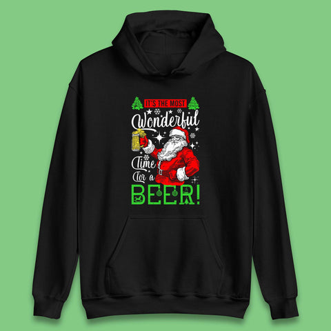 It's The Most Wonderful Time For A Beer Christmas Santa Beer Drinking Xmas Party Unisex Hoodie