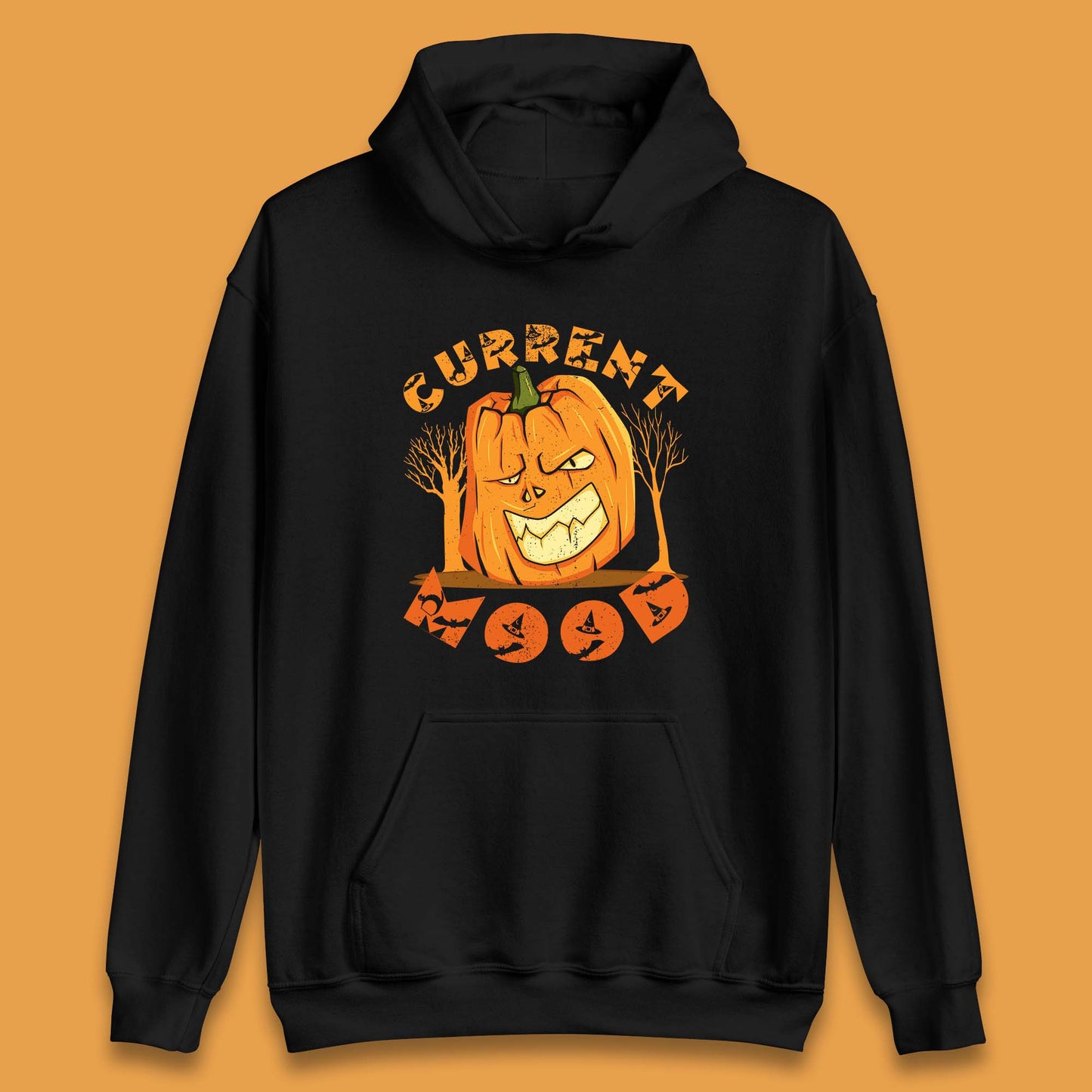 Current Mood Halloween Pumpkin Evil Scary Smile Horror Jack-o-Lantern Unisex Hoodie