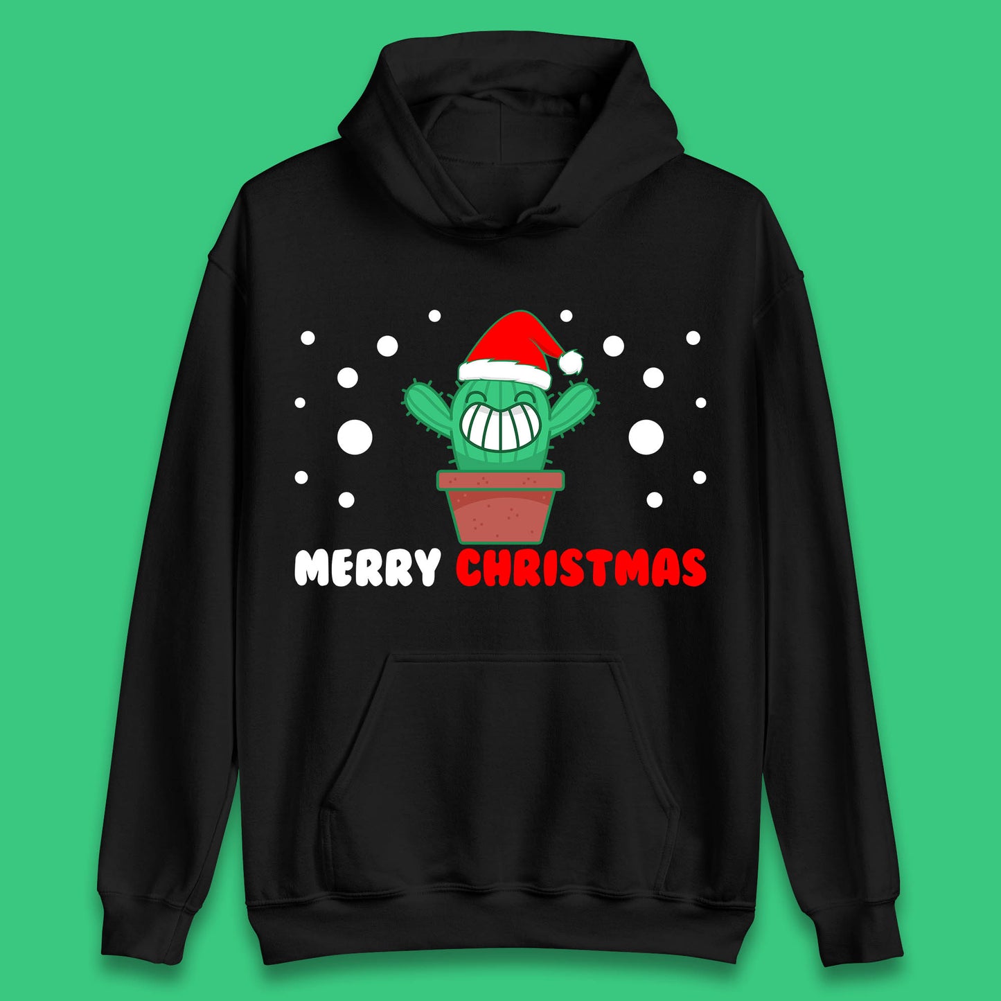 merry christmas little cactus with santa hat hoodie