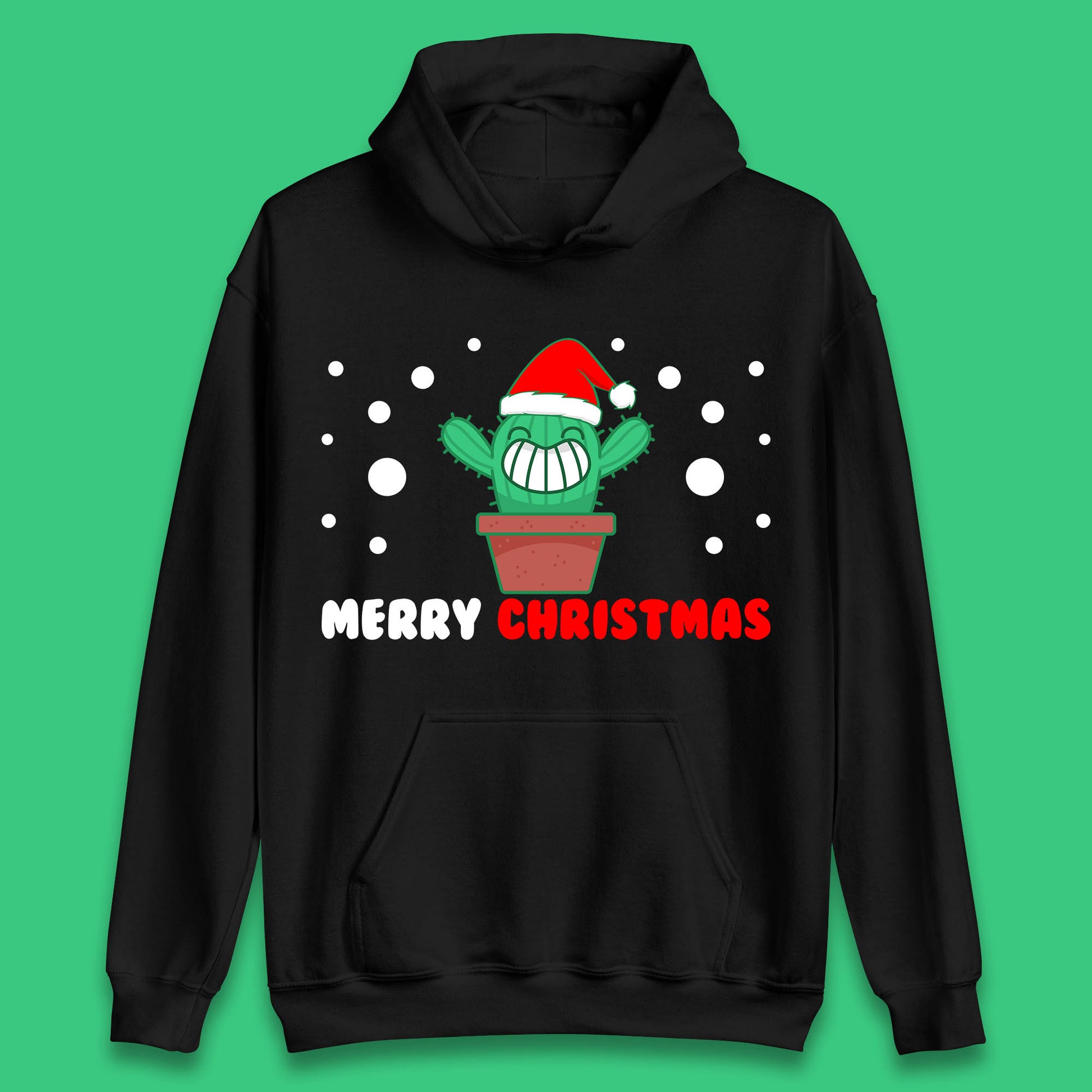 merry christmas little cactus with santa hat hoodie