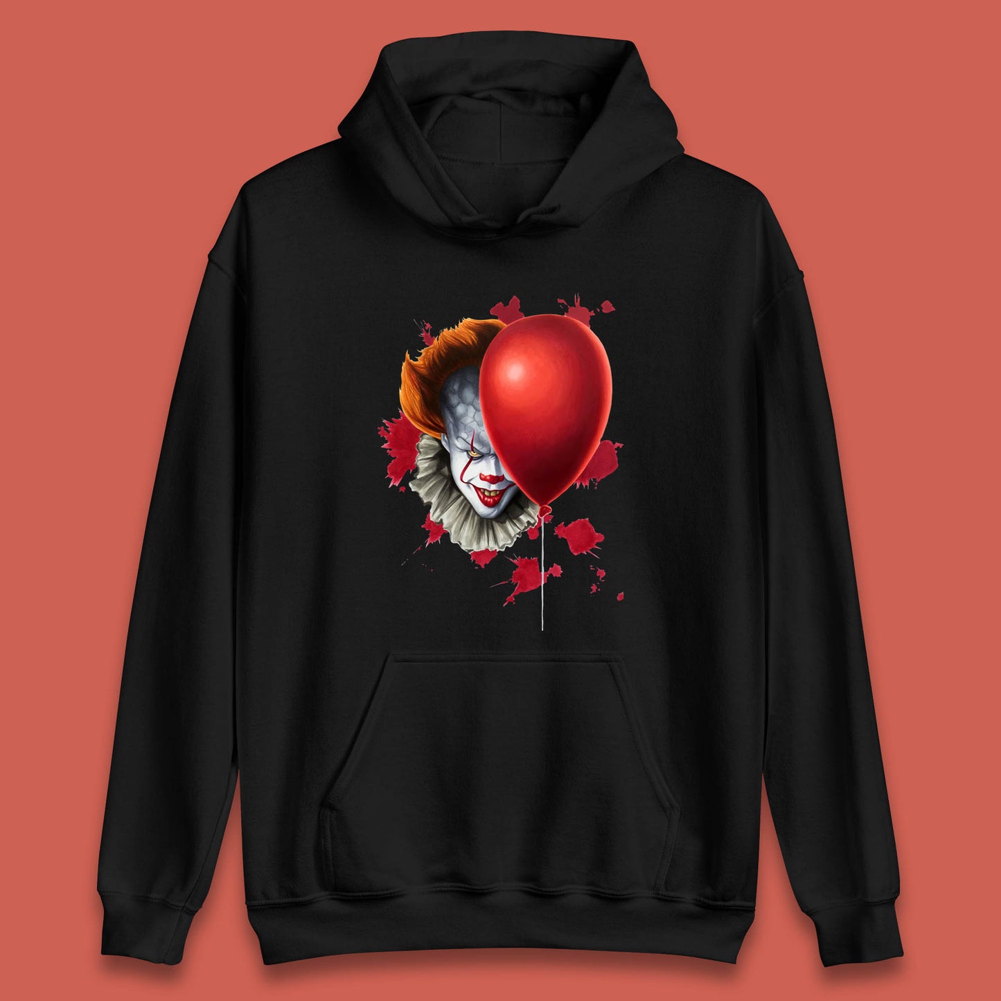 IT Pennywise Clown With Balloon Halloween Evil Clown Costume Horror Movie Serial Killer Unisex Hoodie