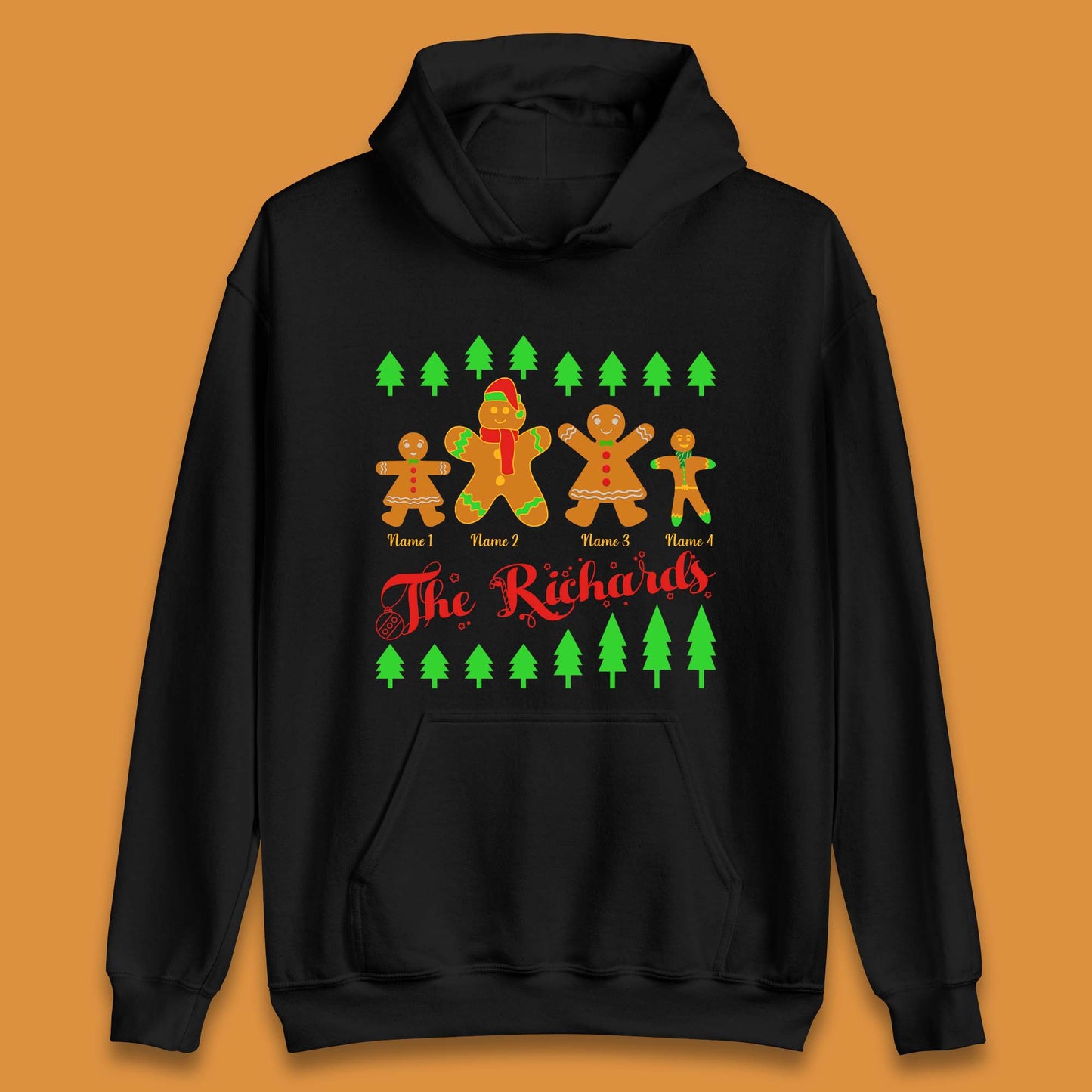 Personalised The Gingerbread Family Christmas Unisex Hoodie