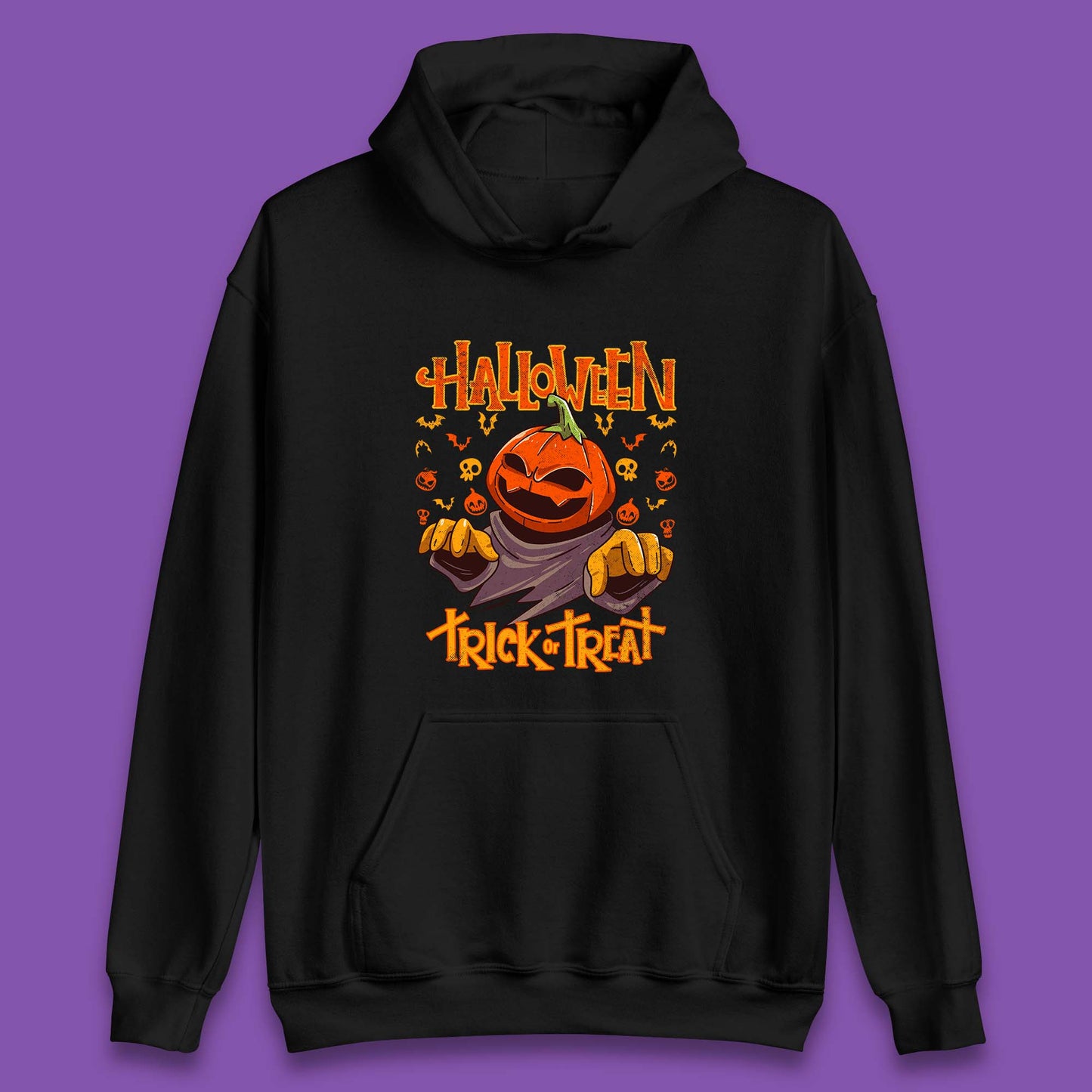 Halloween Trick Or Treat Pumpkin Character Halloween Scary Evil Pumpkin Unisex Hoodie