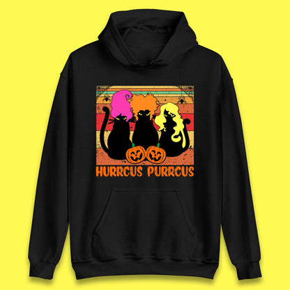 Vintage Halloween Witches Hurrcus Purrucs Scary Cat Horror Pumpkin Faces Hocus Pocus Halloween Costume Unisex Hoodie