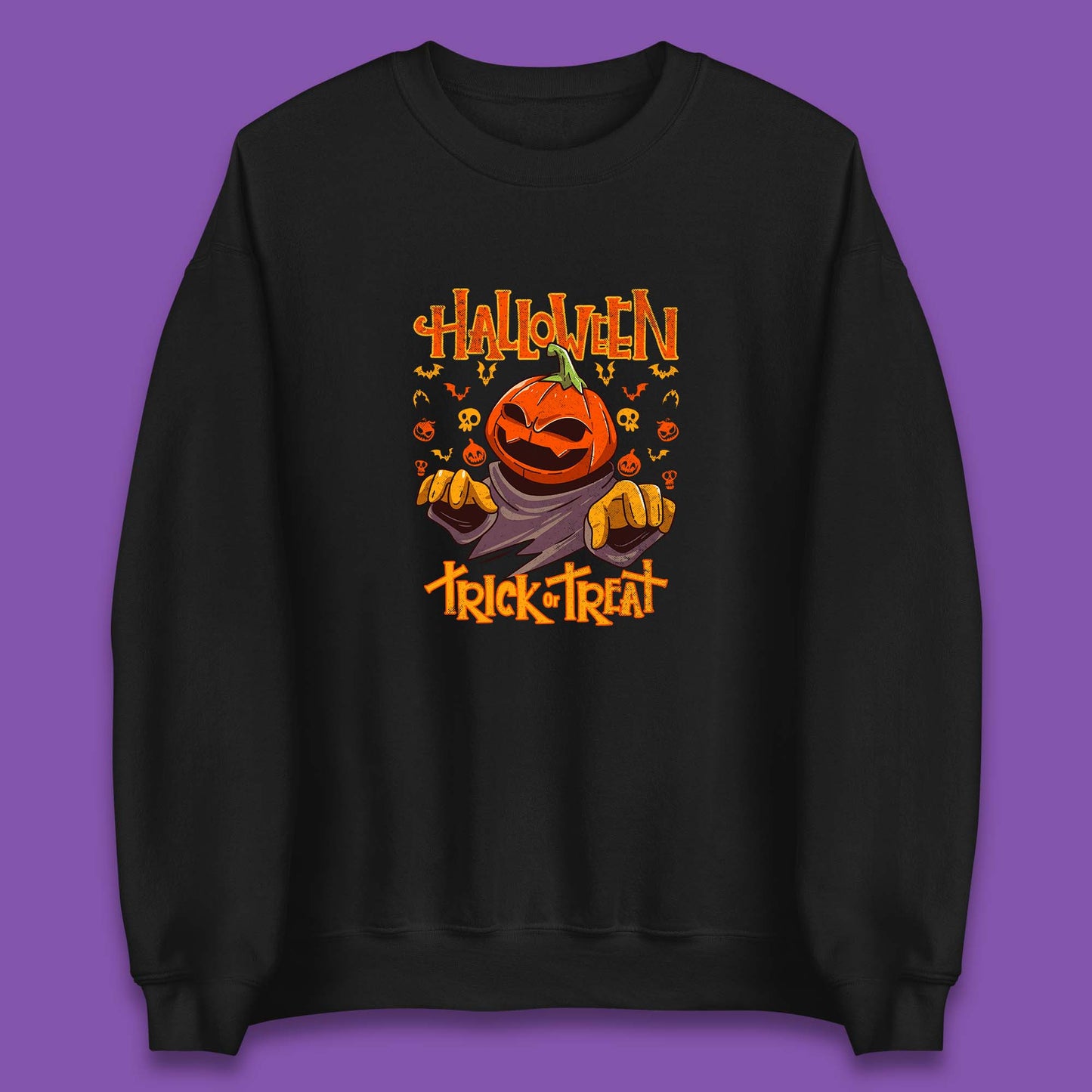 Halloween Trick Or Treat Pumpkin Character Halloween Scary Evil Pumpkin Unisex Sweatshirt