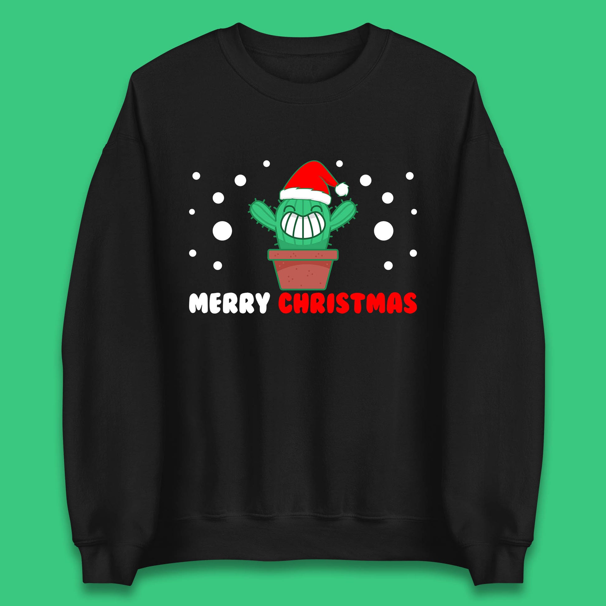 merry christmas little cactus with santa hat sweatshirt