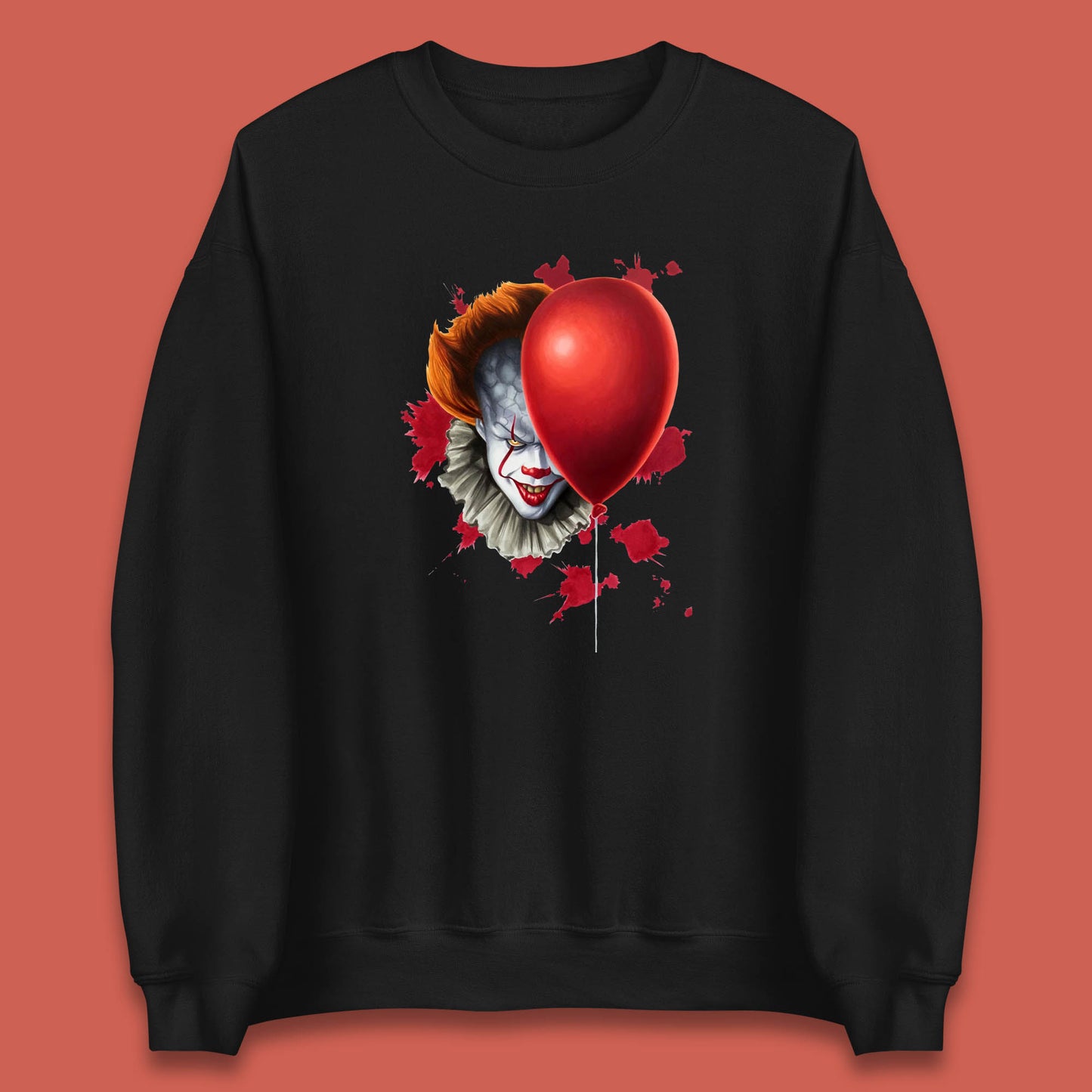 IT Pennywise Clown With Balloon Halloween Evil Clown Costume Horror Movie Serial Killer Unisex Sweatshirt