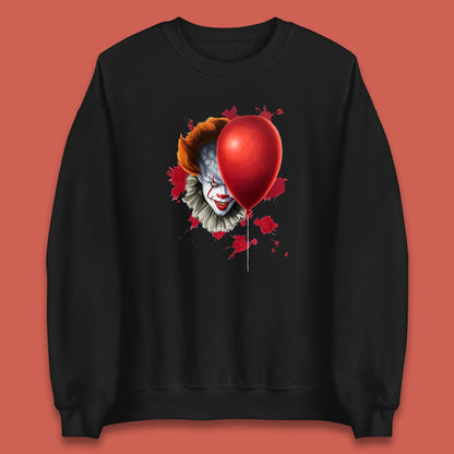 IT Pennywise Clown With Balloon Halloween Evil Clown Costume Horror Movie Serial Killer Unisex Sweatshirt