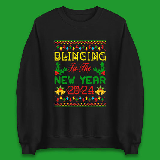 Blinging In The New Year 2024 Christmas Happy New Year Xmas Festive Celebration Unisex Sweatshirt