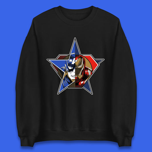 Captain America Logo With Iron Man Marvel Avengers Superheros Movie Character Unisex Sweatshirt