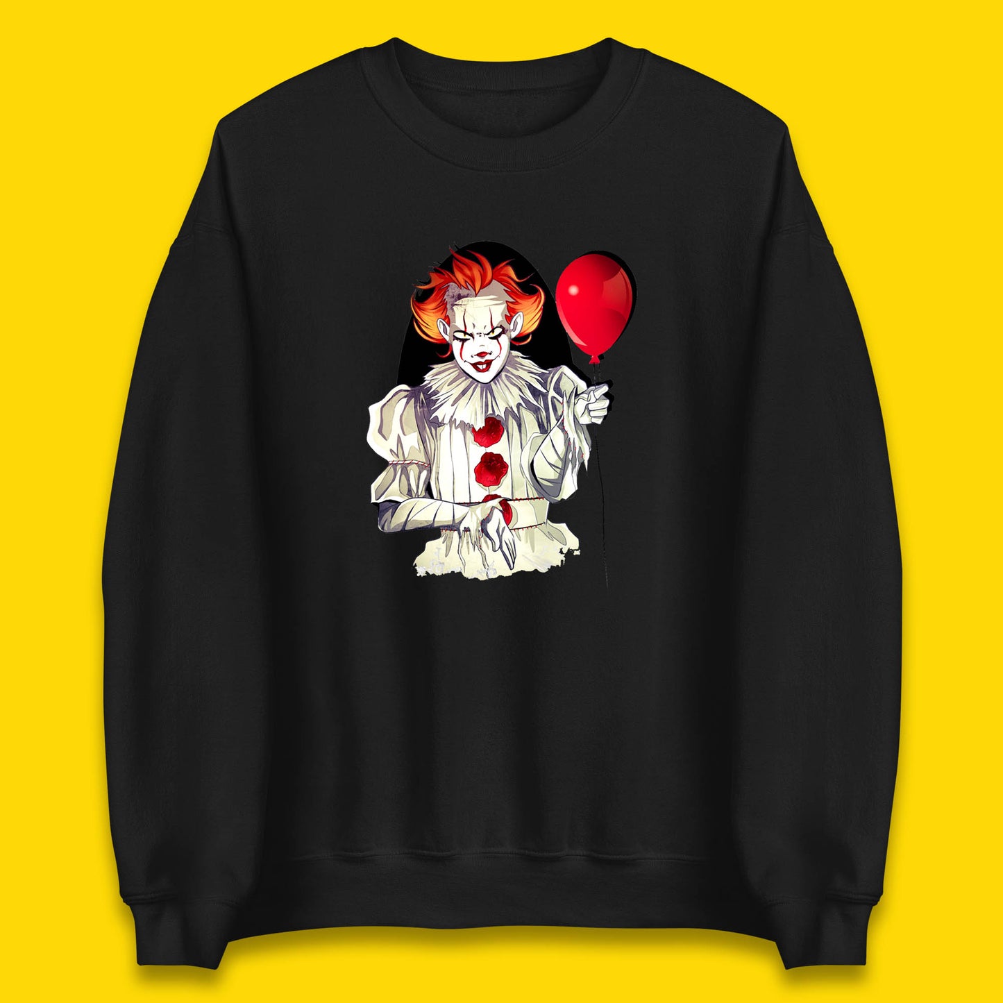 IT Pennywise Clown Holding Balloon Halloween Evil Pennywise Clown Costume Horror Movie Serial Killer Unisex Sweatshirt