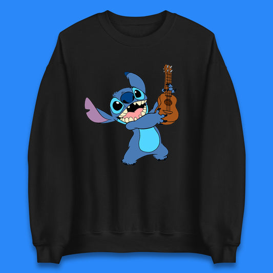 Disney Ohana Playing The Guitar Ohana Lilo & Stitich In Happy Mood Cartoon Character Disney World Unisex Sweatshirt