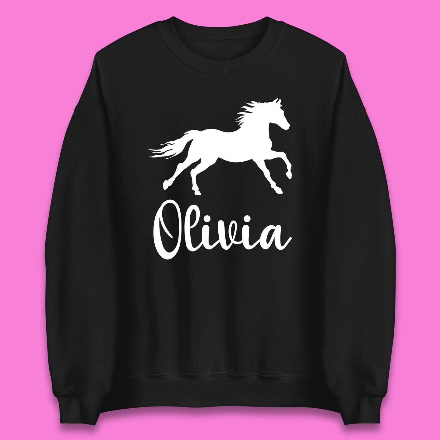 Personalised Running Unicorn Your Name Or Custom Text Horse & Pony Lover Magic Believer Unisex Sweatshirt