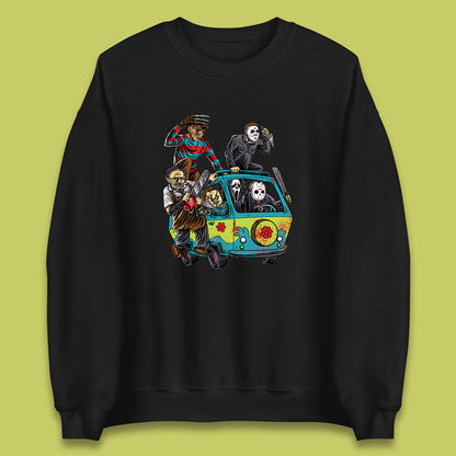 Halloween Scooby Doo Friends Van Horror Movie Villians Characters Mystery Machine Unisex Sweatshirt