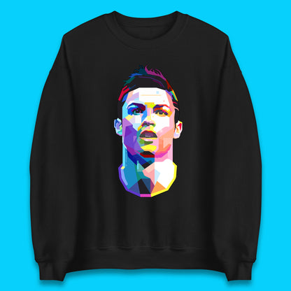 Cristiano Ronaldo Retro Style Portrait Football Player CR7 Portuguese Professional Footballer Soccer Player Sports Champion Unisex Sweatshirt