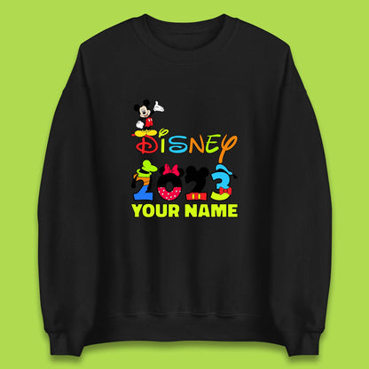 Personalised Disney 2023 Disney Club Your Name Mickey Mouse Minnie Mouse Donald Duck Pluto Goofy Cartoon Characters Disney Vacation Unisex Sweatshirt