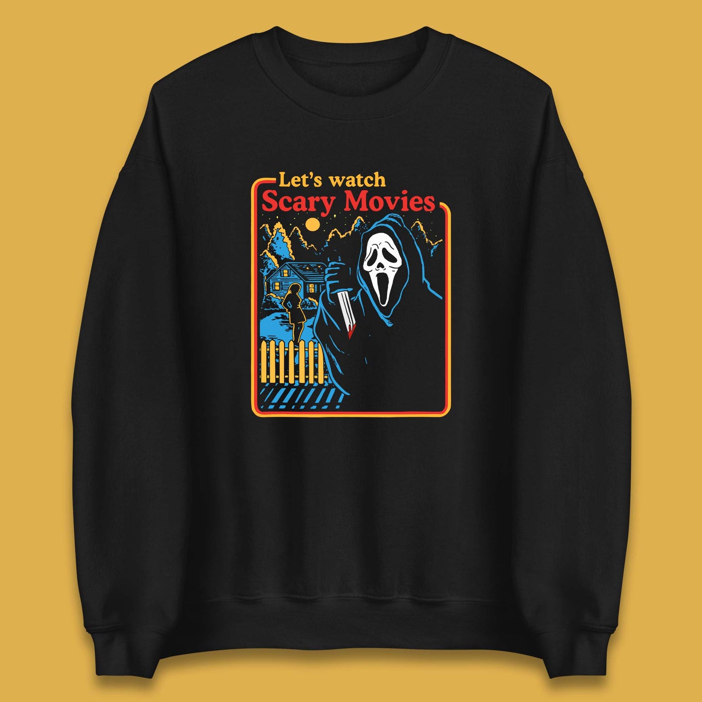 Let's Watch Scary Movies Screaming Ghostface Scream Watch Scary Halloween Unisex Sweatshirt