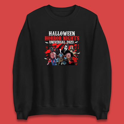 Halloween Horror Nights Universal 2023 Halloween Horror Movie Characters Friends Halloween Serial Killers Unisex Sweatshirt