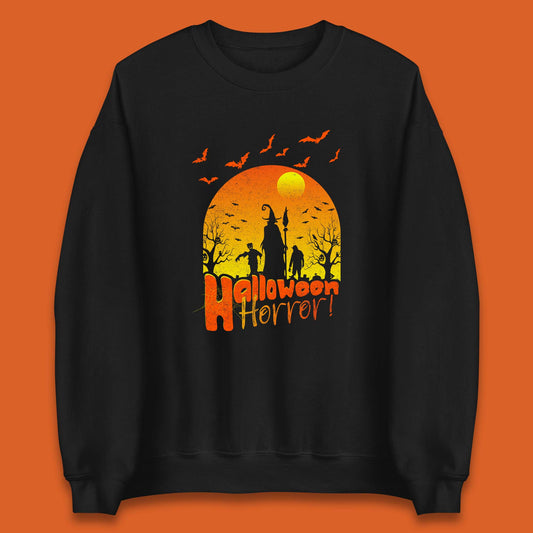 Halloween Horror Halloween Night Witch With Zombies Horror Scary Unisex Sweatshirt