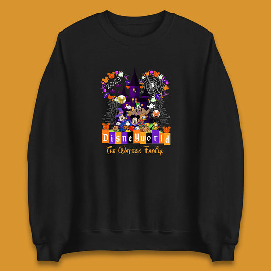 Personalised Disneyworld Halloween Family Disneyland Castle Mickey And Friends Disney Trip Unisex Sweatshirt