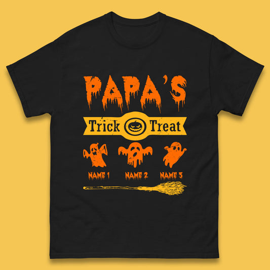 Personalised Papa's Trick Or Treat Halloween Custom Your Boo Ghost Children Names Scary Spooky Costume Mens Tee Top