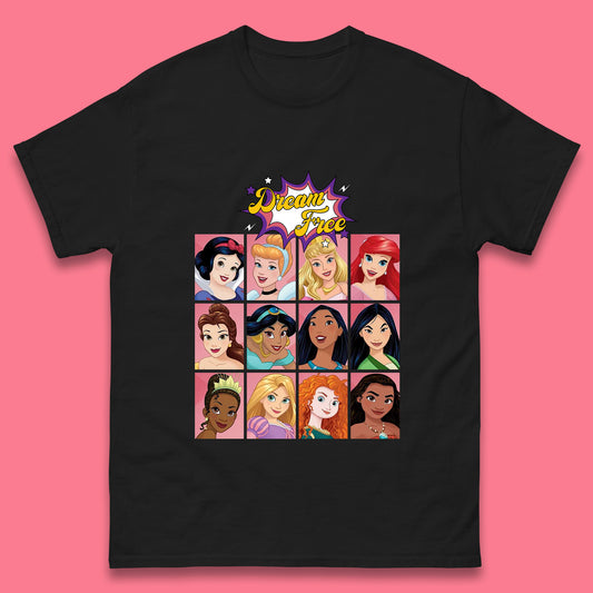 Dream Free Disney Princess Characters Disney Snow White Cinderella Jasmine Disney Princesses Group Disney World Mens Tee Top