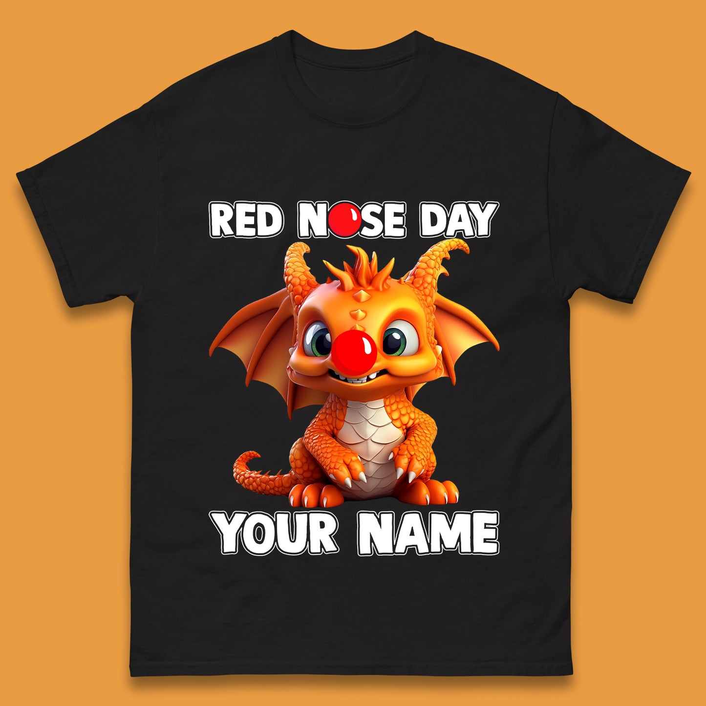 Personalised Red Nose Day Dragon Mens T-Shirt