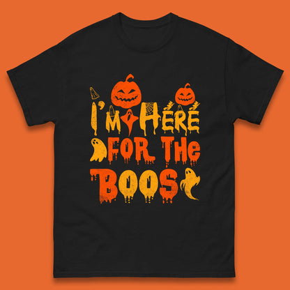 I'm Here For The Boos Halloween Pumpkin Ghost Horror Scary Mens Tee Top