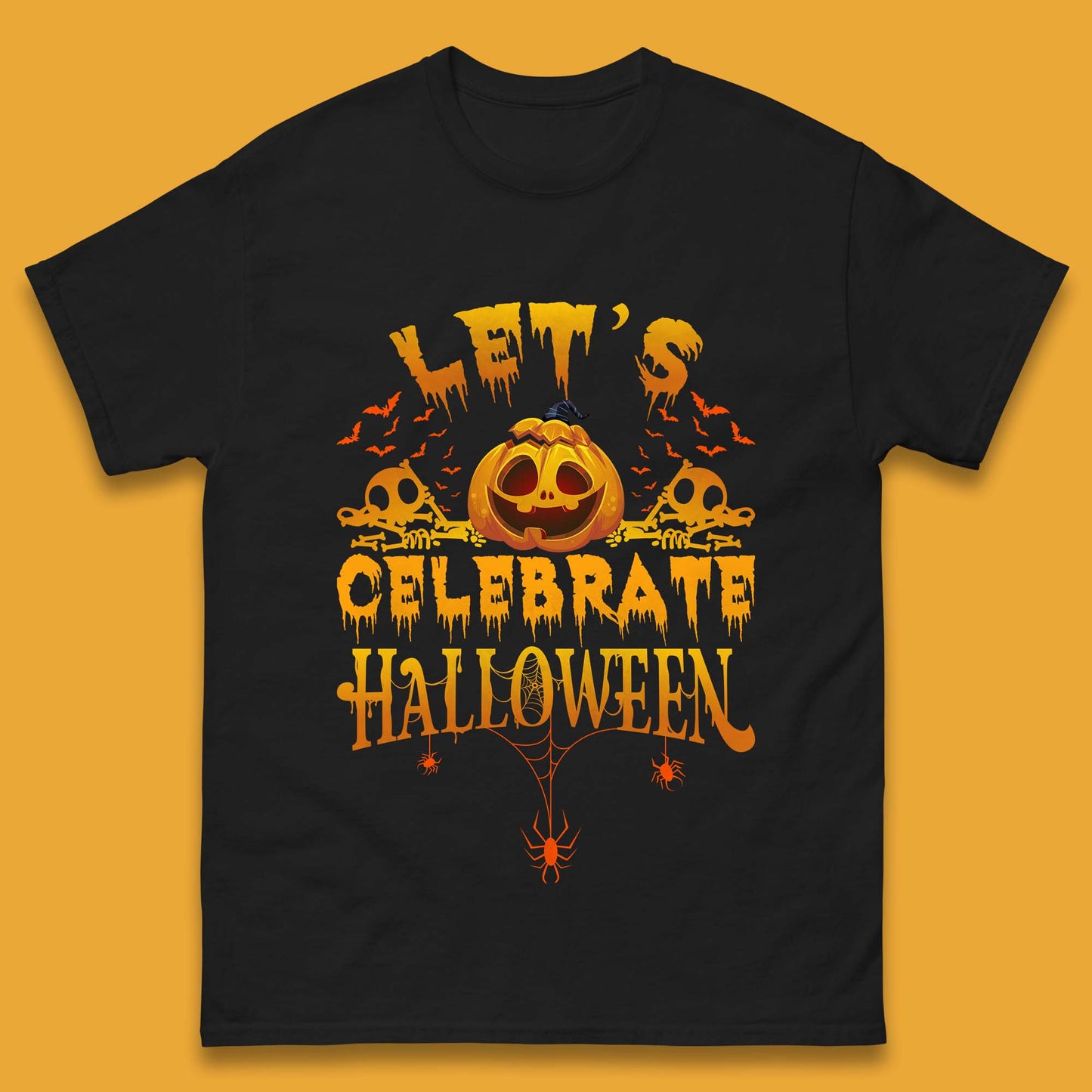 Let's Celebrate Halloween Horror Evil Pumpkin Scary Spooky Mens Tee Top