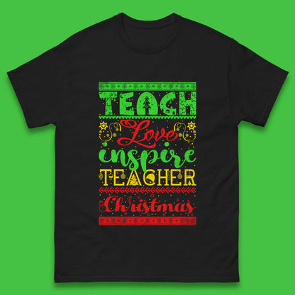 teach love inspire teacher christmas t shirt